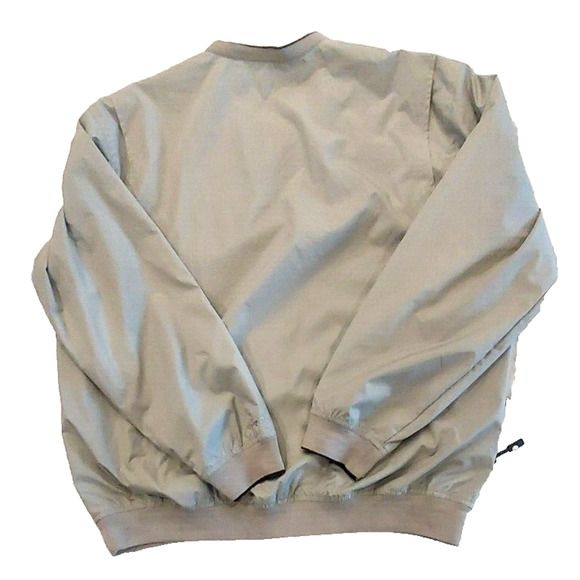IZOD Golf V Neck Nylon Pullover Long sleeve Windbreaker Tan Jacket Men's Size XL - Picture 2 of 8